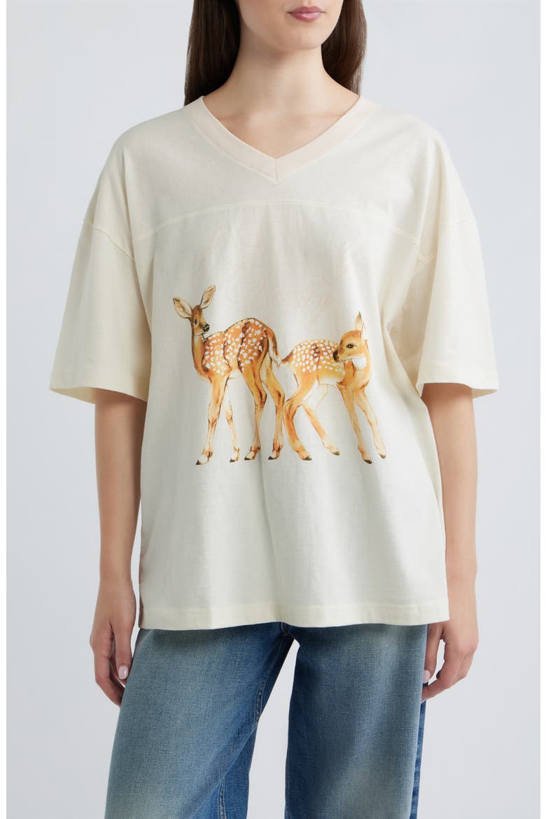 Love You Dearly Graphic V-Neck T-Shirt, Main, color, MARSHMALLOW