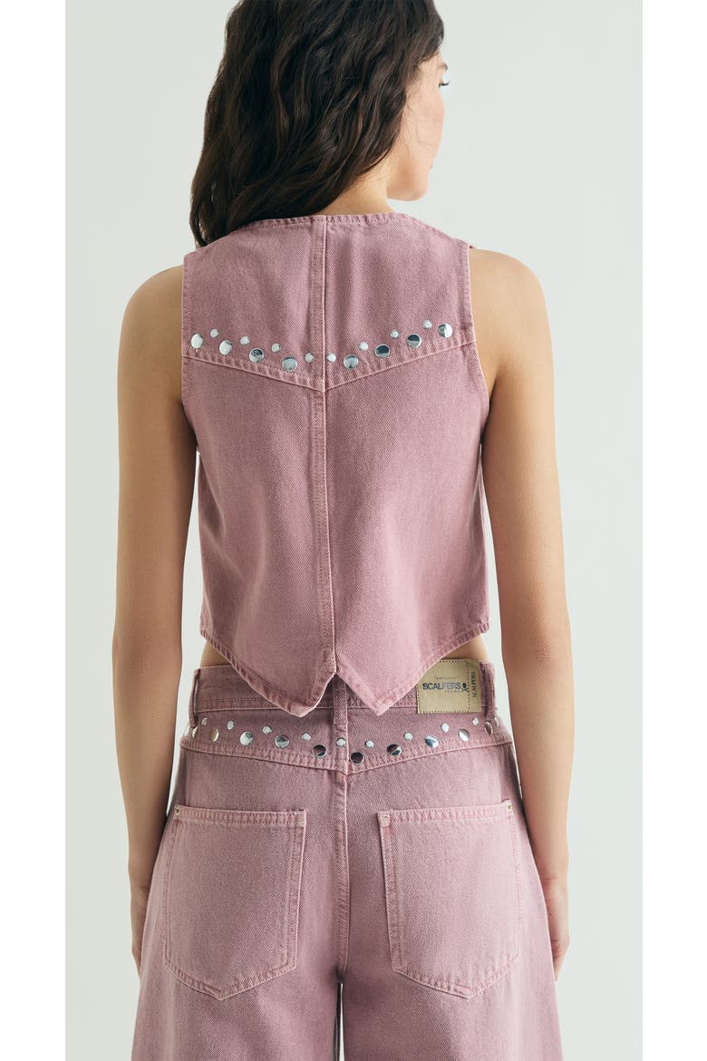 Denim Studs Vest, Alternate, color, LightPink