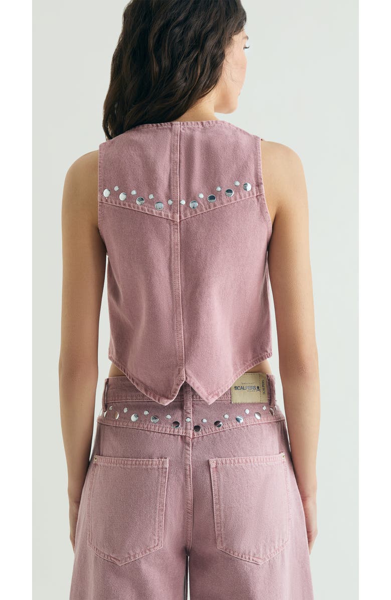 Scalpers Denim Studs Vest, Alternate, color, Lightpink