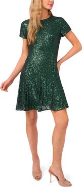 CeCe Sequin Fit & Flare Dress