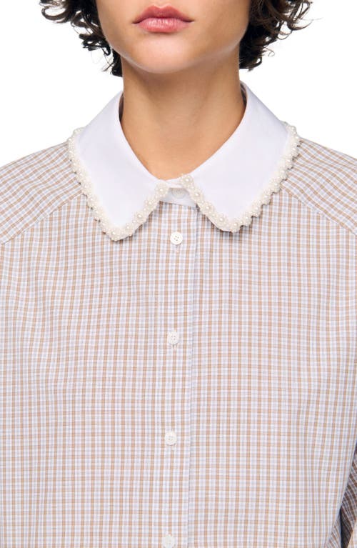Sandro Plaid And Pearl Collar Shirt In Pattern