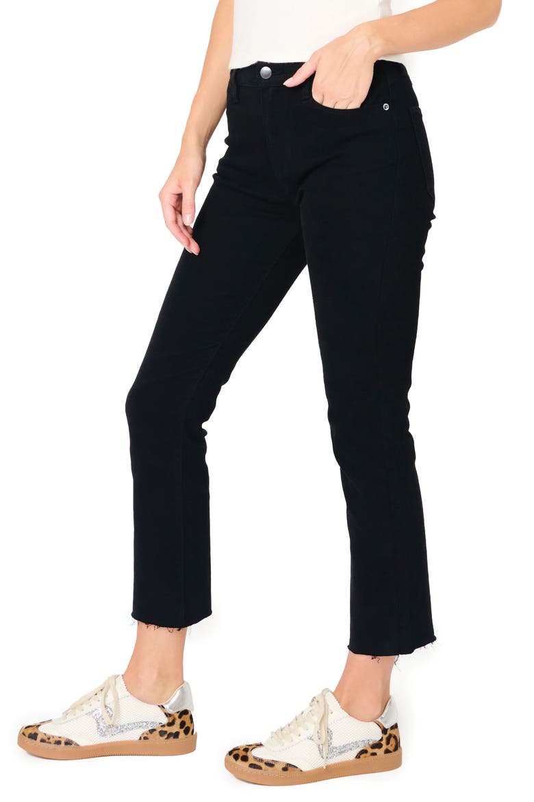 Essential High Waist Raw Hem Crop Jeans, Alternate, color, BLACK