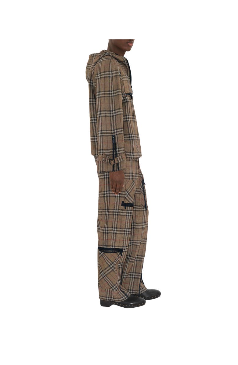 Burberry Check Silk Blend Cargo Trousers, Alternate, color, Brush