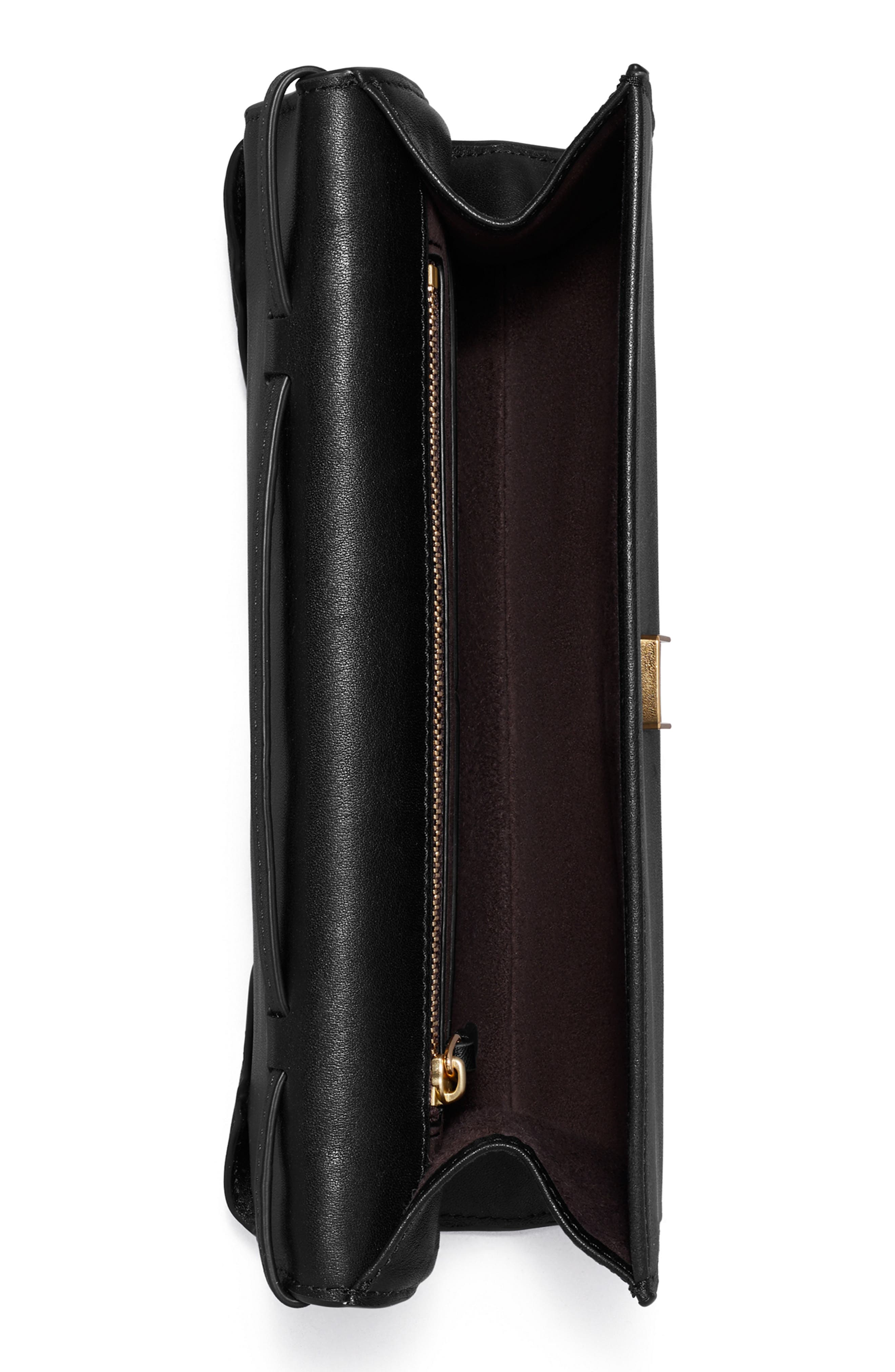 Charlie Leather Envelope Clutch, Alternate, color, BLACK