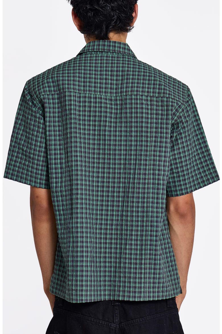 Check Oversize Cotton Button-Up Shirt, Alternate, color, GREEN