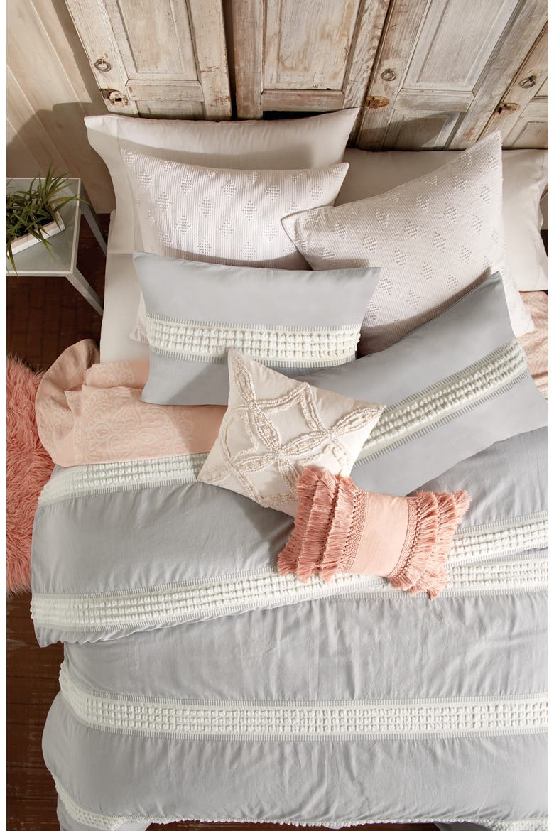 Tufted Dot Stripe Cotton Comforter & Sham Set, Alternate, color, GREY