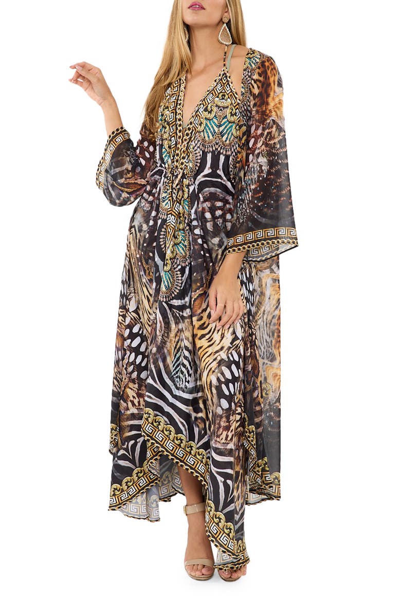 Animal Print Halter Dress, Main, color, BROWN