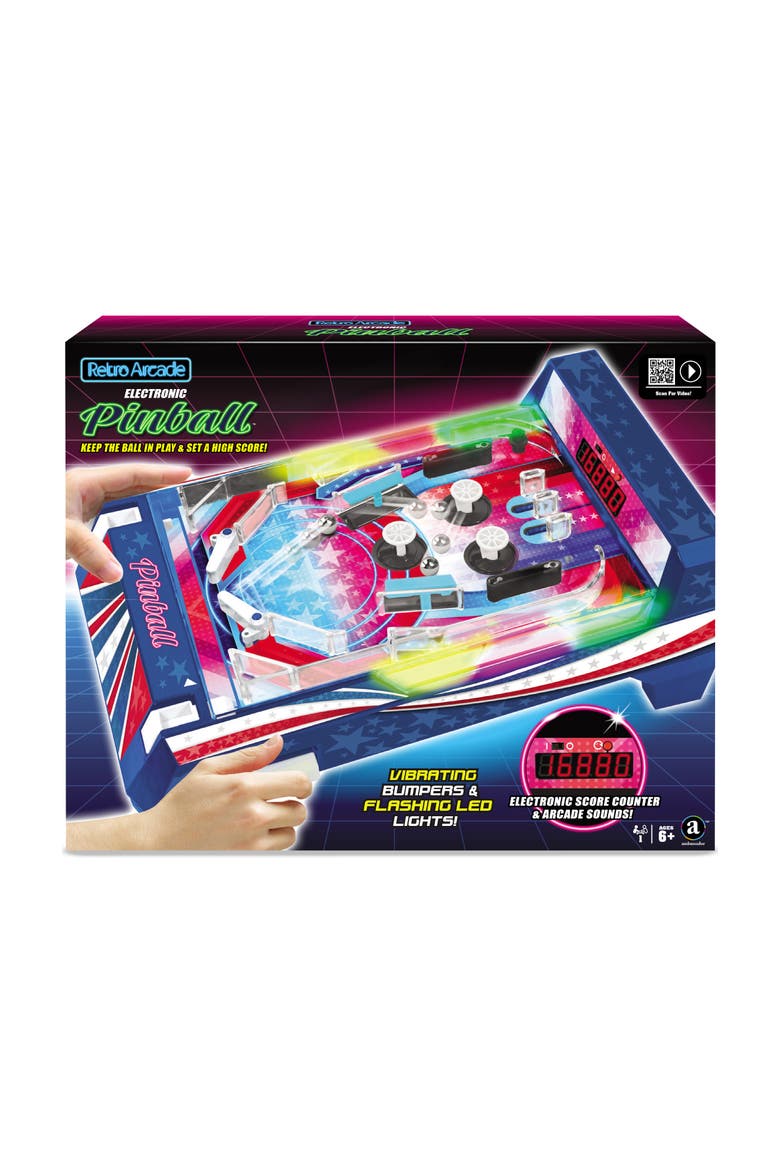 Retro Arcade Electronic Pinball Tabletop Game, Vibrating Bumpers, Led Lights, Main, color, Multicolored