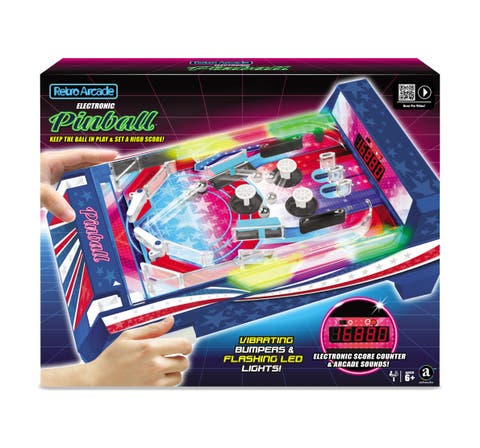 Retro Arcade Electronic Pinball Tabletop Game, Vibrating Bumpers, Led Lights