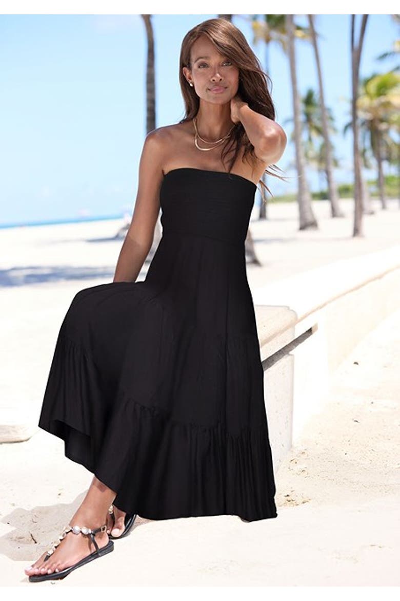 Women's Convertible Tiered Dress, Alternate, color, Black