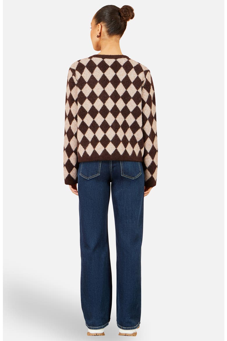Argyll Button-Front Knit Cardigan, Alternate, color, Brown