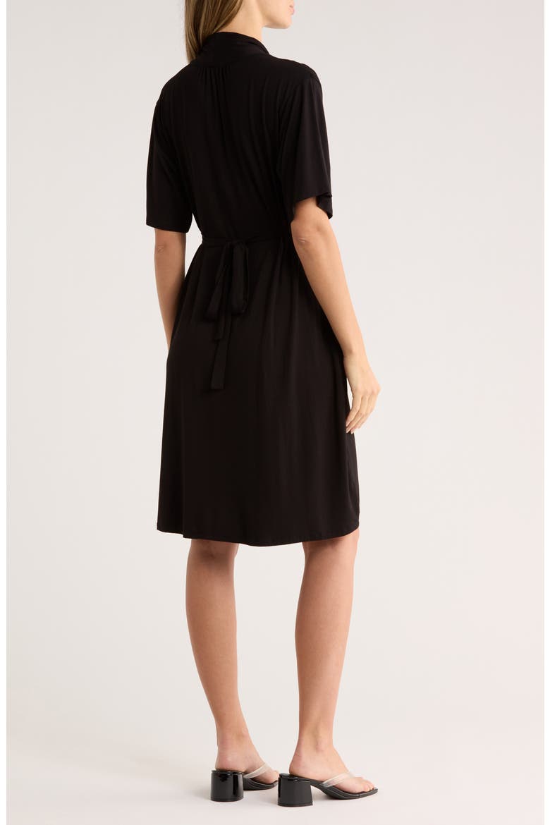 Flutter Sleeve Faux Wrap Midi Dress, Alternate, color, BLACK