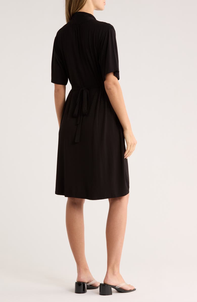 matty m. Flutter Sleeve Faux Wrap Midi Dress, Alternate, color, Black