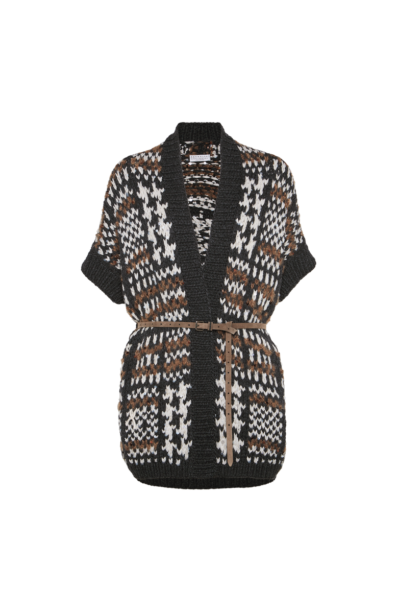 Brunello Cucinelli Prince of Wales OPERA cardigan, Main, color, Grey