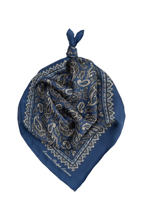 Ralph Lauren Fall Paisley Silk Bandana Scarf In Blue