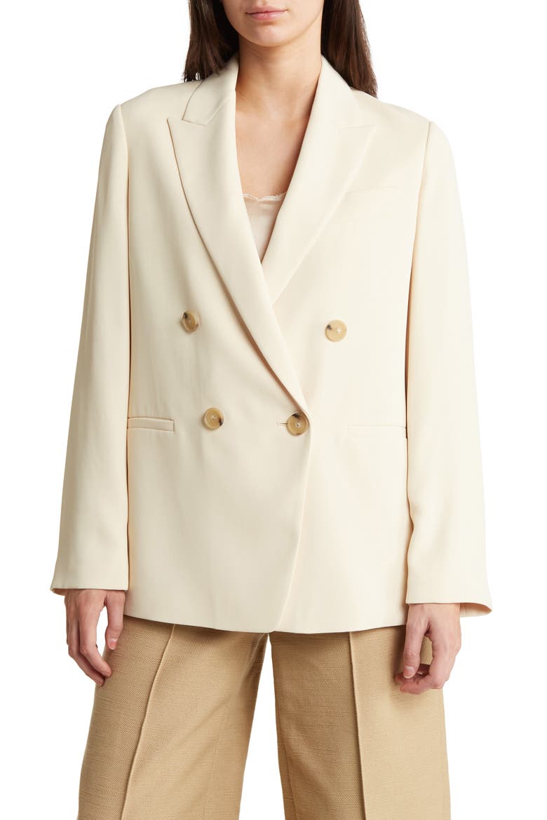 Double Breasted Crepe Blazer, Main, color, BIRCH