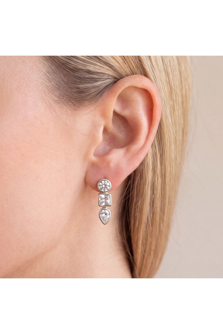 CZ Fancy Shape Drop Earrings, Alternate, color, Sterling Silver