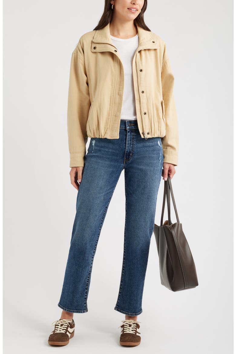 Bubble Hem Cotton Twill Jacket, Alternate, color, TAN SHORE