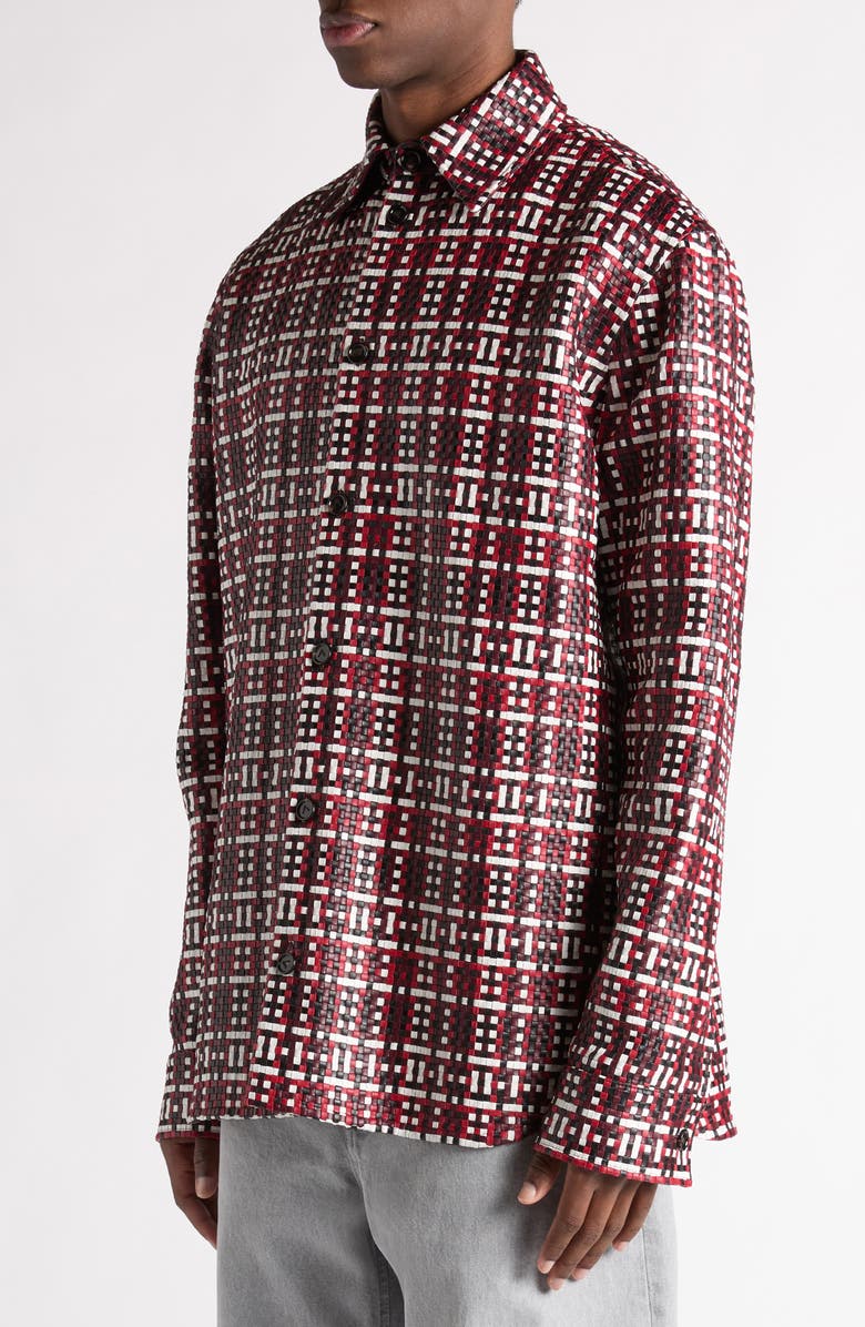 Bottega Veneta Multicolor Intrecciato Leather Overshirt, Alternate, color,