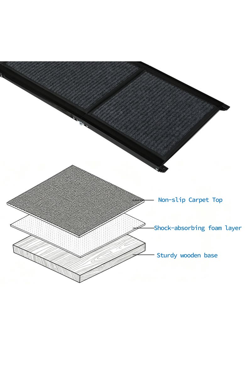63 x 17 in Foldable Non-Slip Felt Dog Ramp, Alternate, color, Black