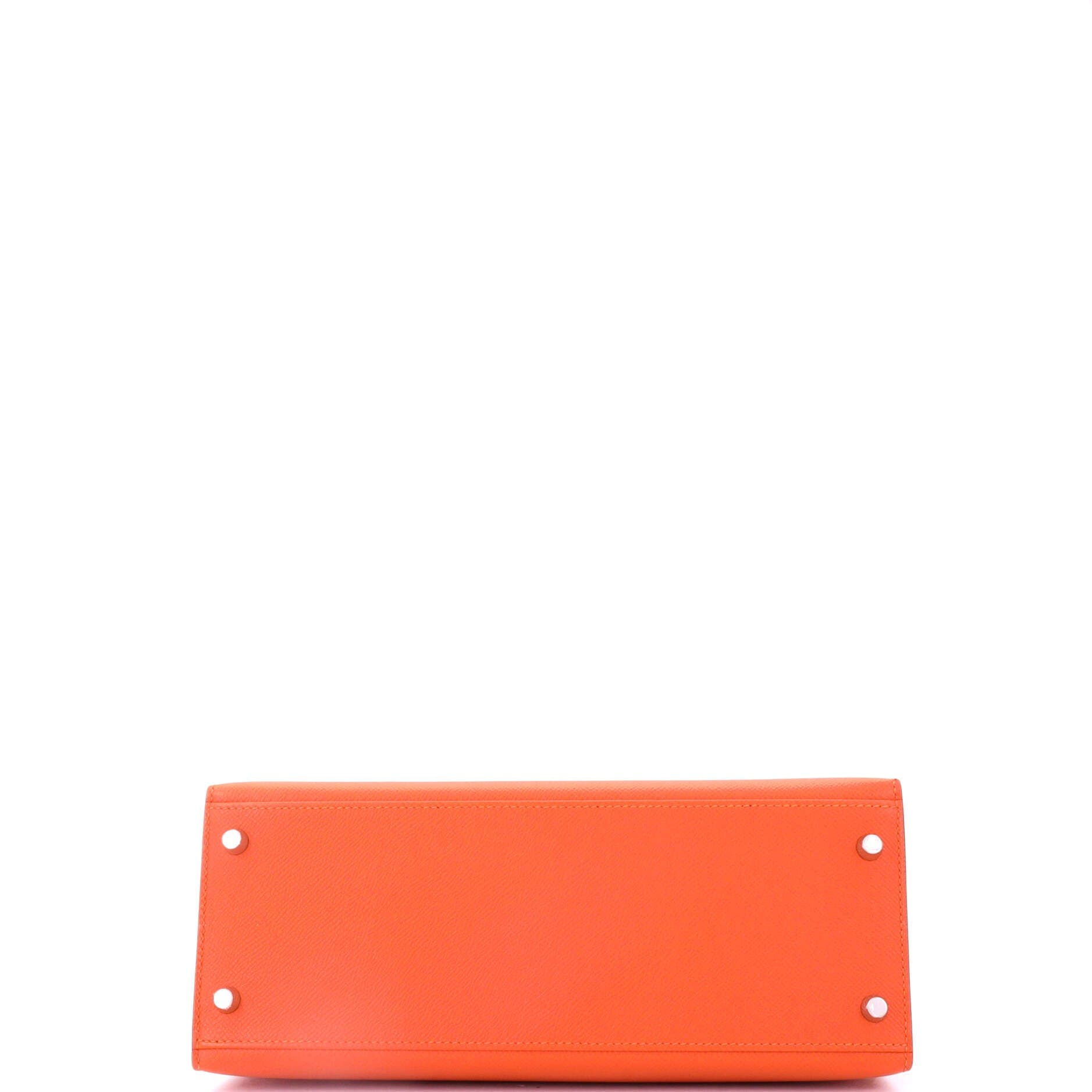 Pre-Owned Hermes Kelly Handbag Orange Epsom with Palladium Hardware 28, Alternate, color, 
