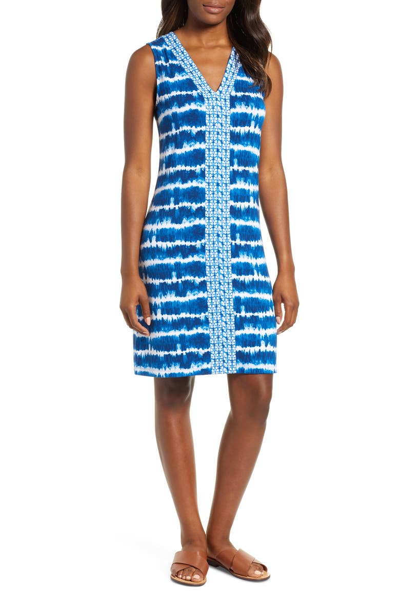 Oliana Stripe Dress, Main, color, ISLAND NAVY