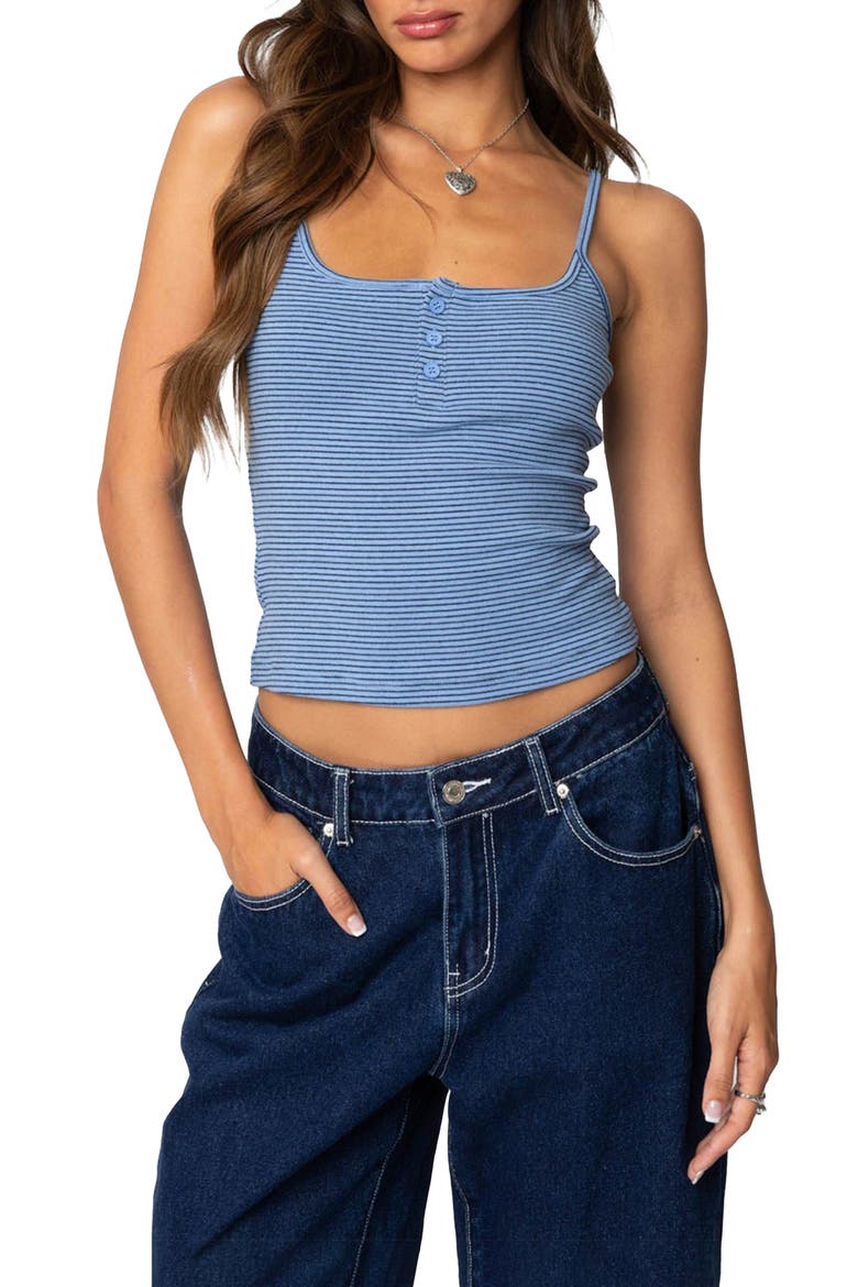 Stripe Henley Camisole, Main, color, BLUE