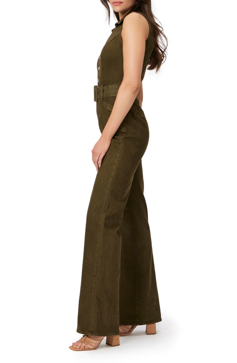 PAIGE Sasha Belted Denim Jumpsuit, Alternate, color, Vintage Olive Meadow