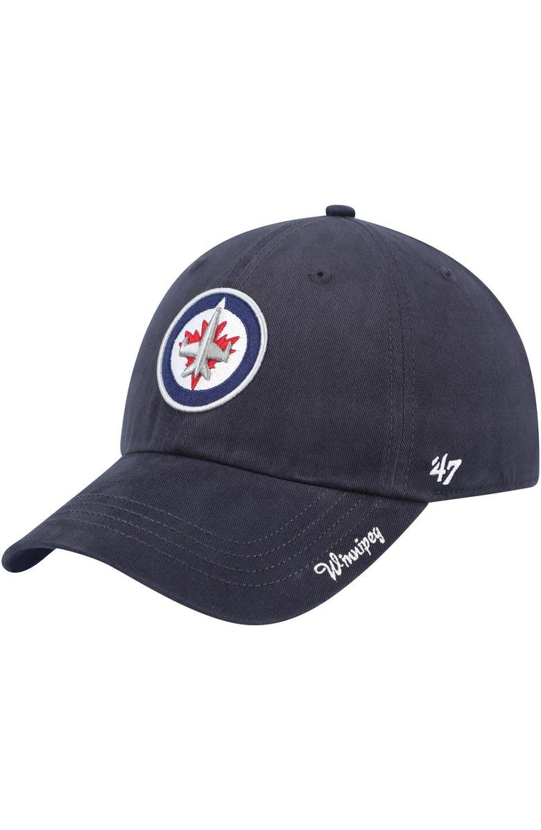 '47 Women's '47 Navy Winnipeg Jets Team Miata Clean Up Adjustable Hat, Main, color,