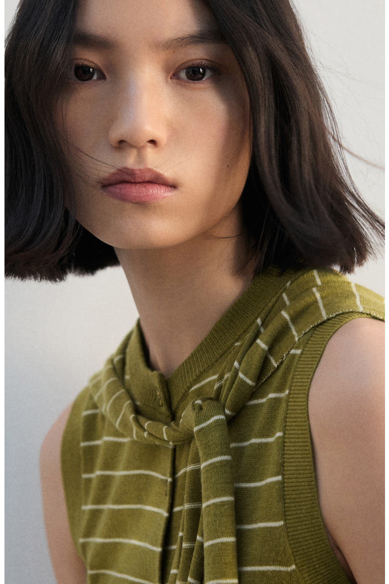 Tie Neck Sweater Vest, Alternate, color, OLIVE GREEN