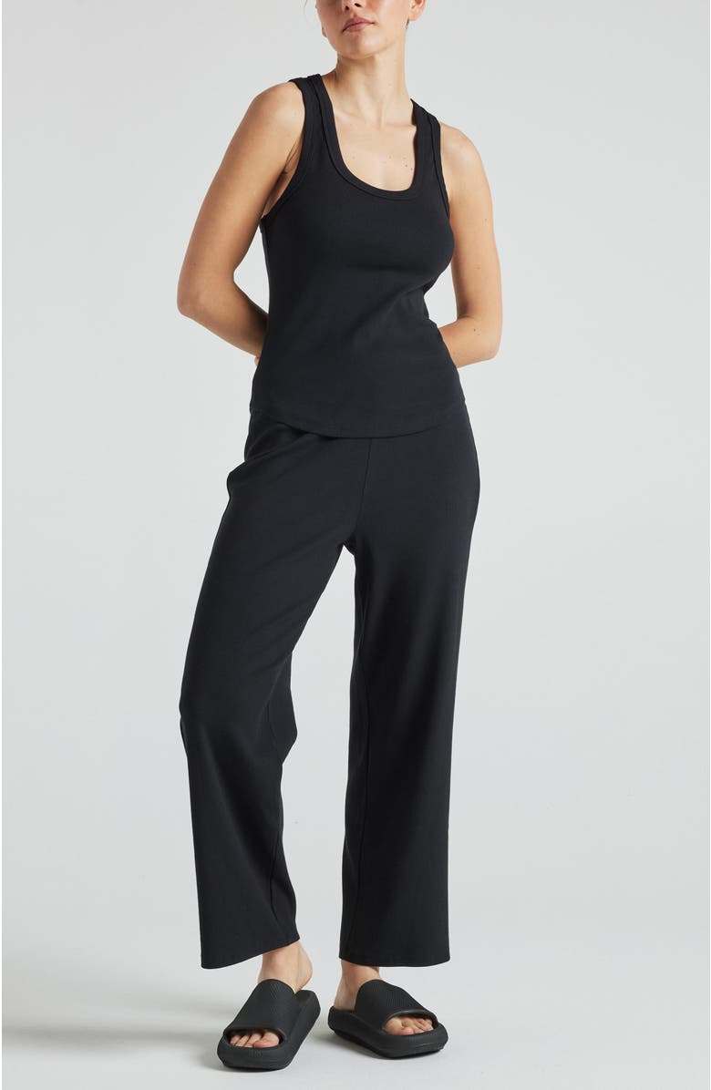 Losano Serene Rib Tank, Alternate, color, Black