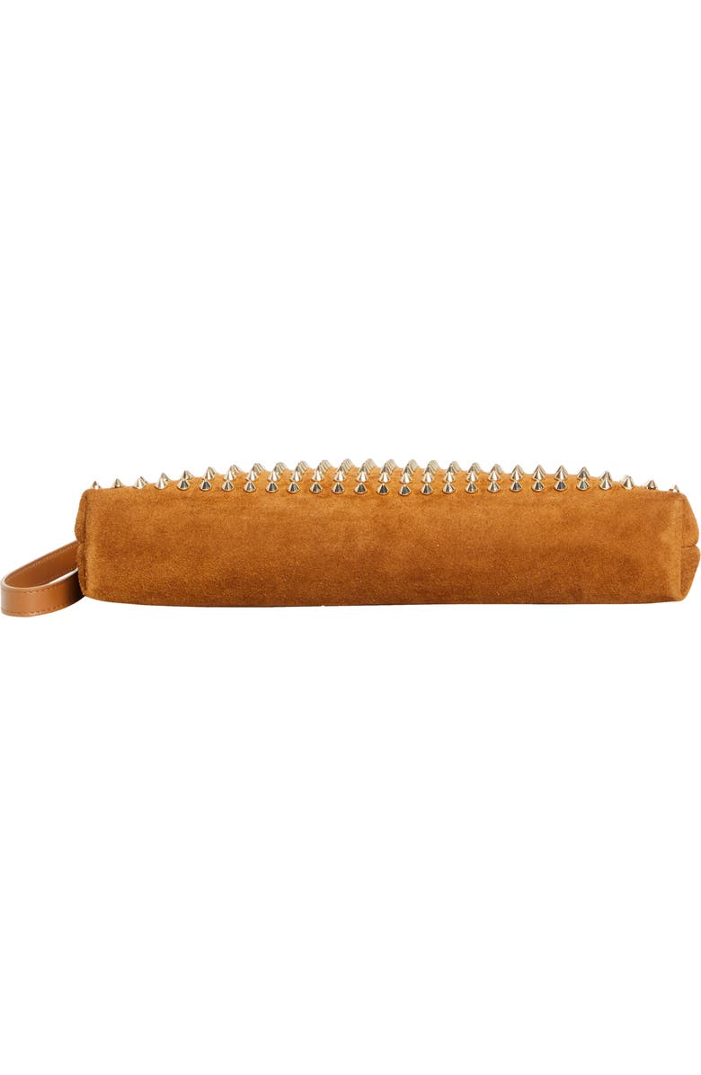 Christian Louboutin Funky Crosta Spikes Suede Wristlet, Alternate, color, Rhea/ Gold