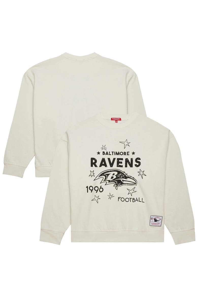 Women's Mitchell & Ness Cream Baltimore Ravens Plus Size Shooting Star Sweatshirt, Main, color, Cream