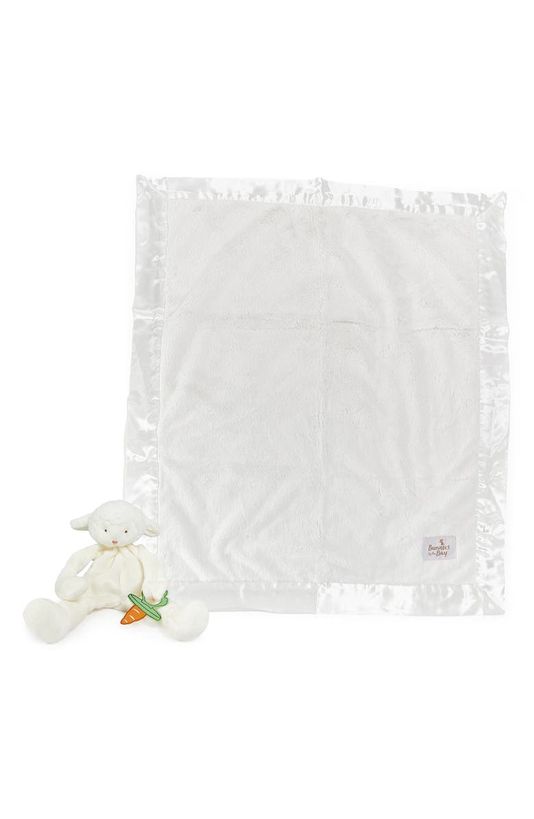 Bunnies by the Bay Blanket & Lamb Silly Buddy Pacifier Holder Gift Set, Alternate, color, White