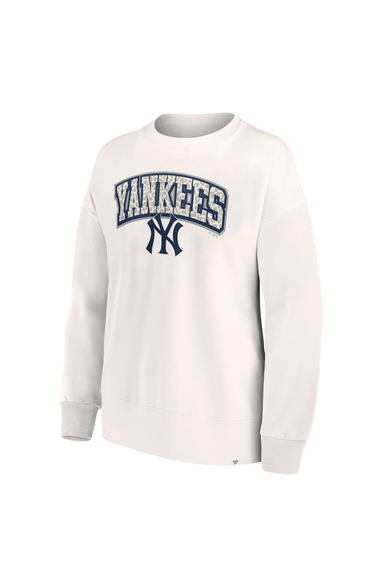 FANATICS Women's Fanatics Cream New York Yankees Leopard Pullover Sweatshirt, Alternate, color, 