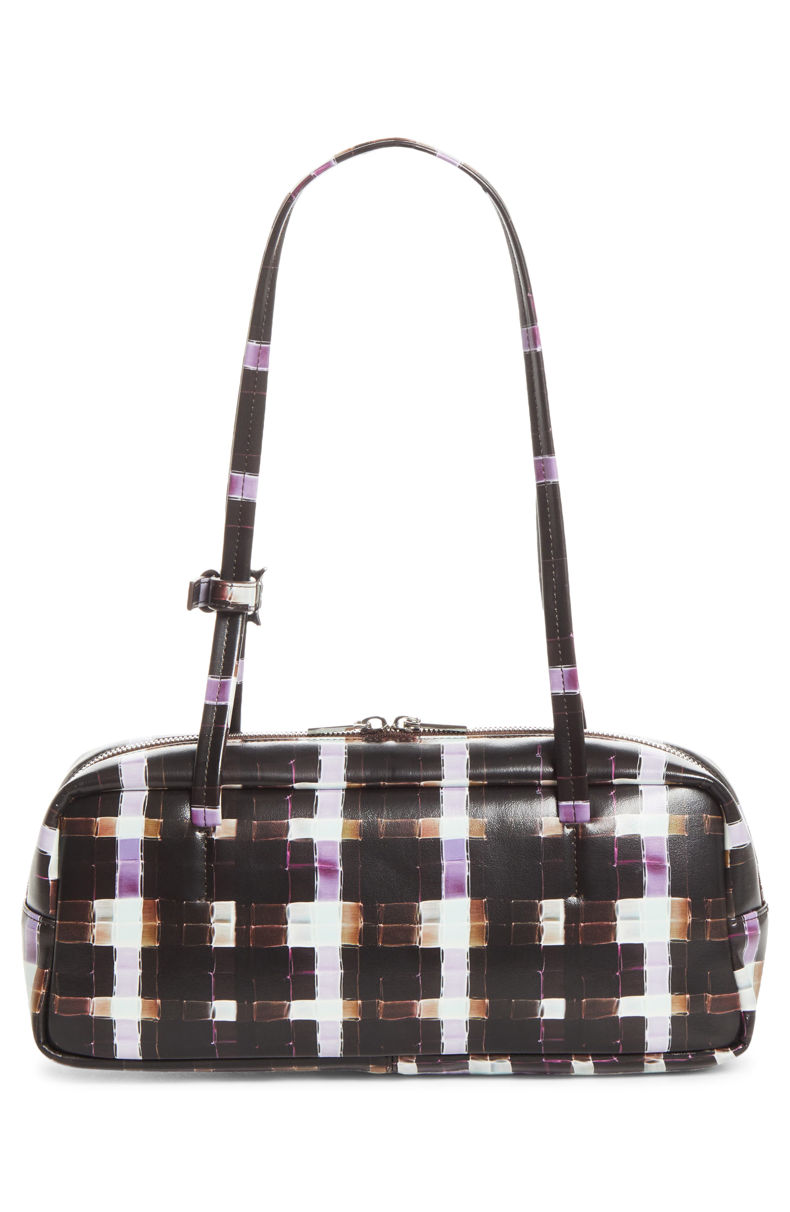 x Collina Strada Plaid Faux Leather Baguette Bag, Alternate, color, CHOCOLATE PAINTED PLAID