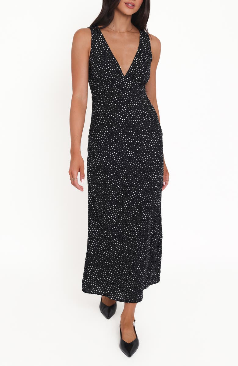 Petal & Pup Mirae Polka Dot Maxi Dress, Main, color, Black Polka Dot