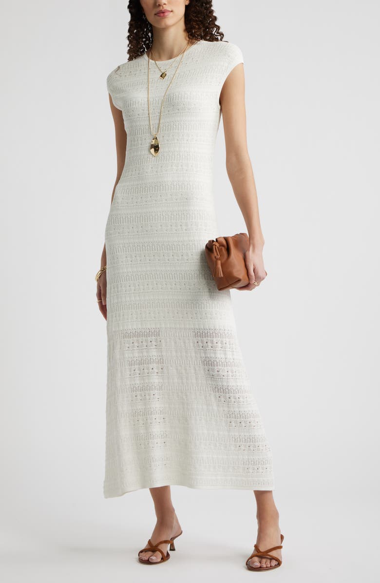 Nordstrom Pointelle Knit Linen Blend Sweater Dress, Alternate, color, 