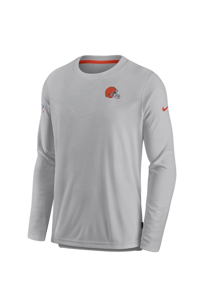 Men's Nike Gray Cleveland Browns Sideline Lockup Performance Pullover Sweatshirt, Alternate, color, Gray