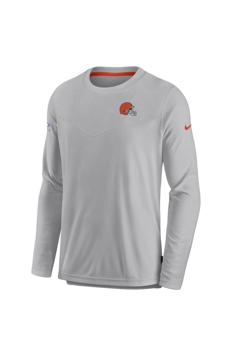 Nike Men's Nike Gray Cleveland Browns Sideline Lockup Performance Pullover Sweatshirt, Alternate, color, Gray