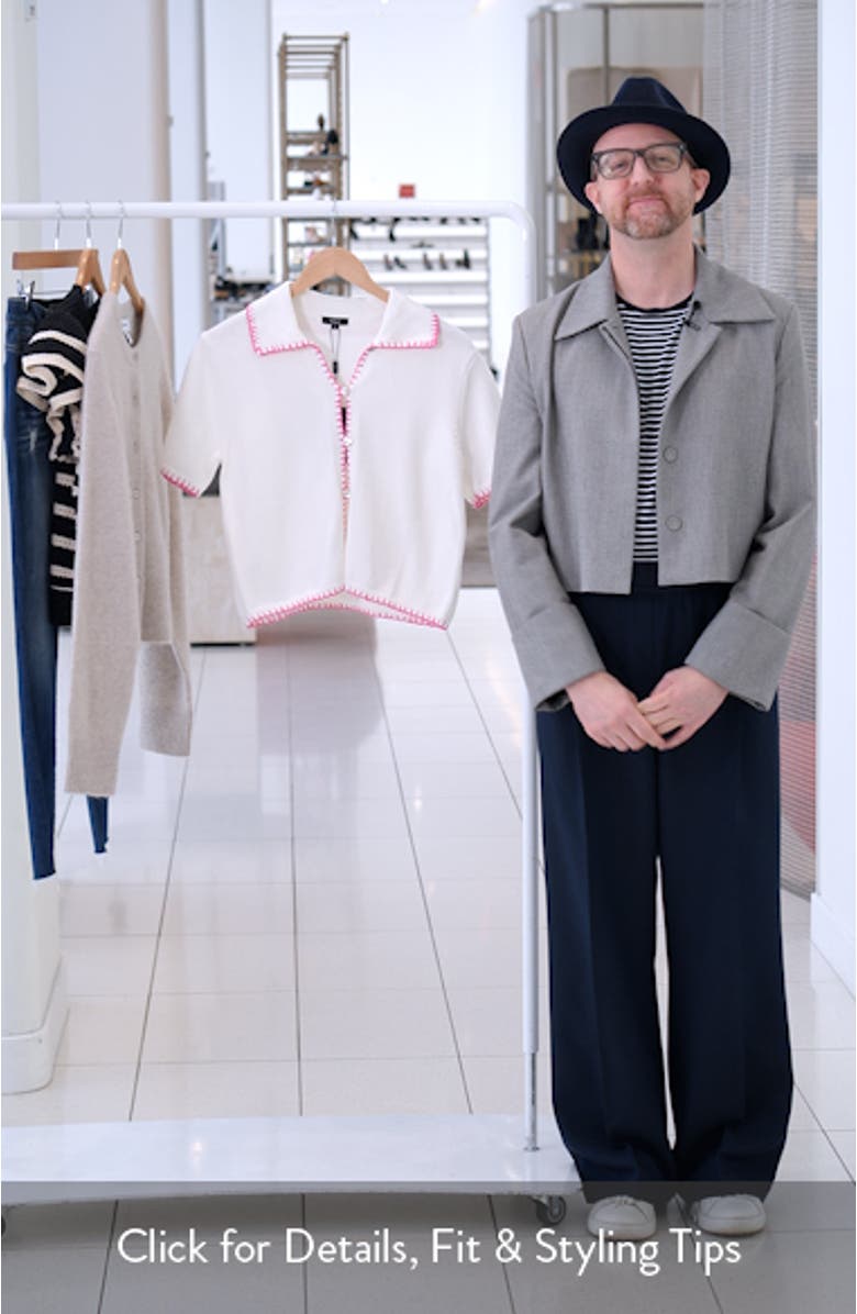 Maliah Blanket Stitch Cotton Polo Sweater, sales video thumbnail