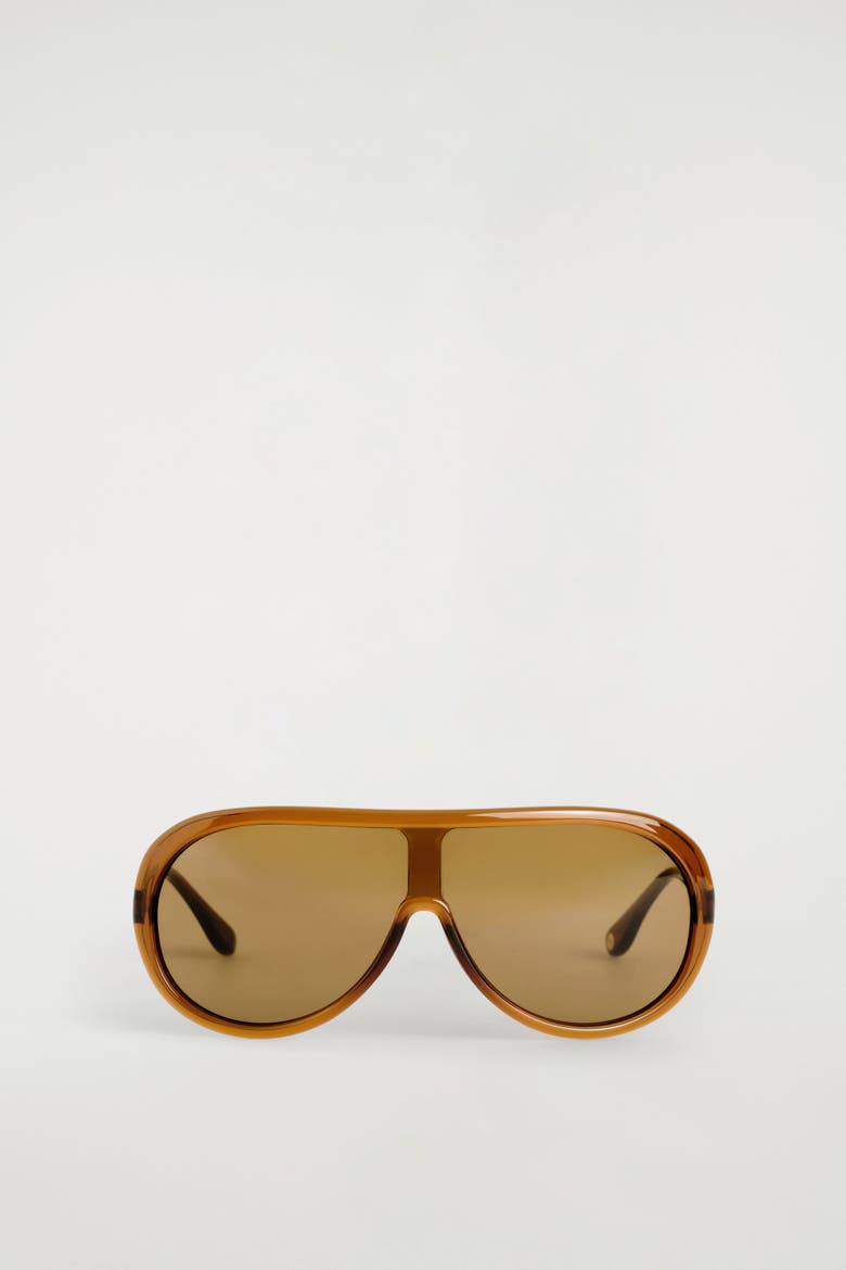 Oversized Aviator Sunglasses, Alternate, color, BROWN