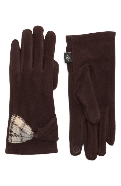 Plaid Bow Detail Gloves
