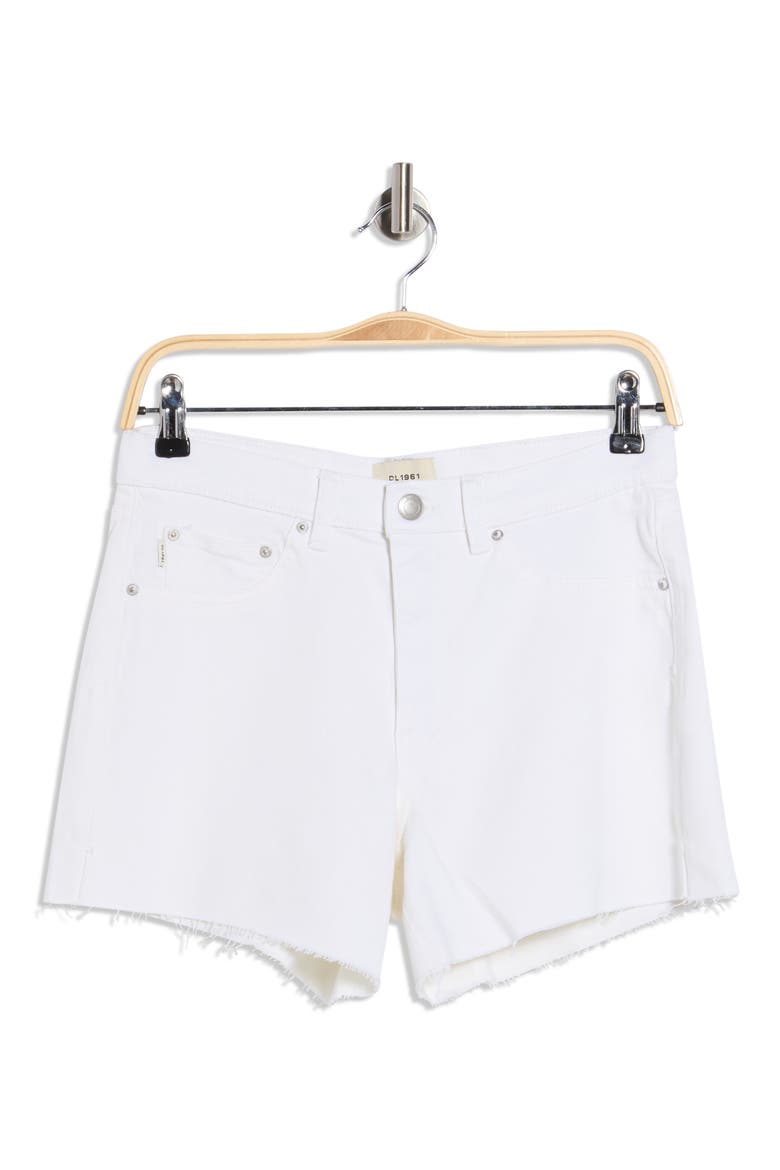 Zoie Raw Hem Mid Rise Relaxed Denim Shorts, Alternate, color, WHITE RAW