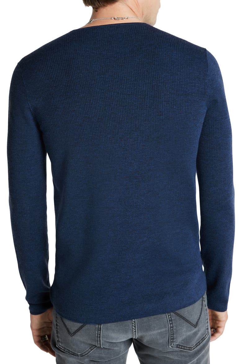 Leira Ribbed Wool & Silk Crewneck Sweater, Alternate, color, DARK NAVY