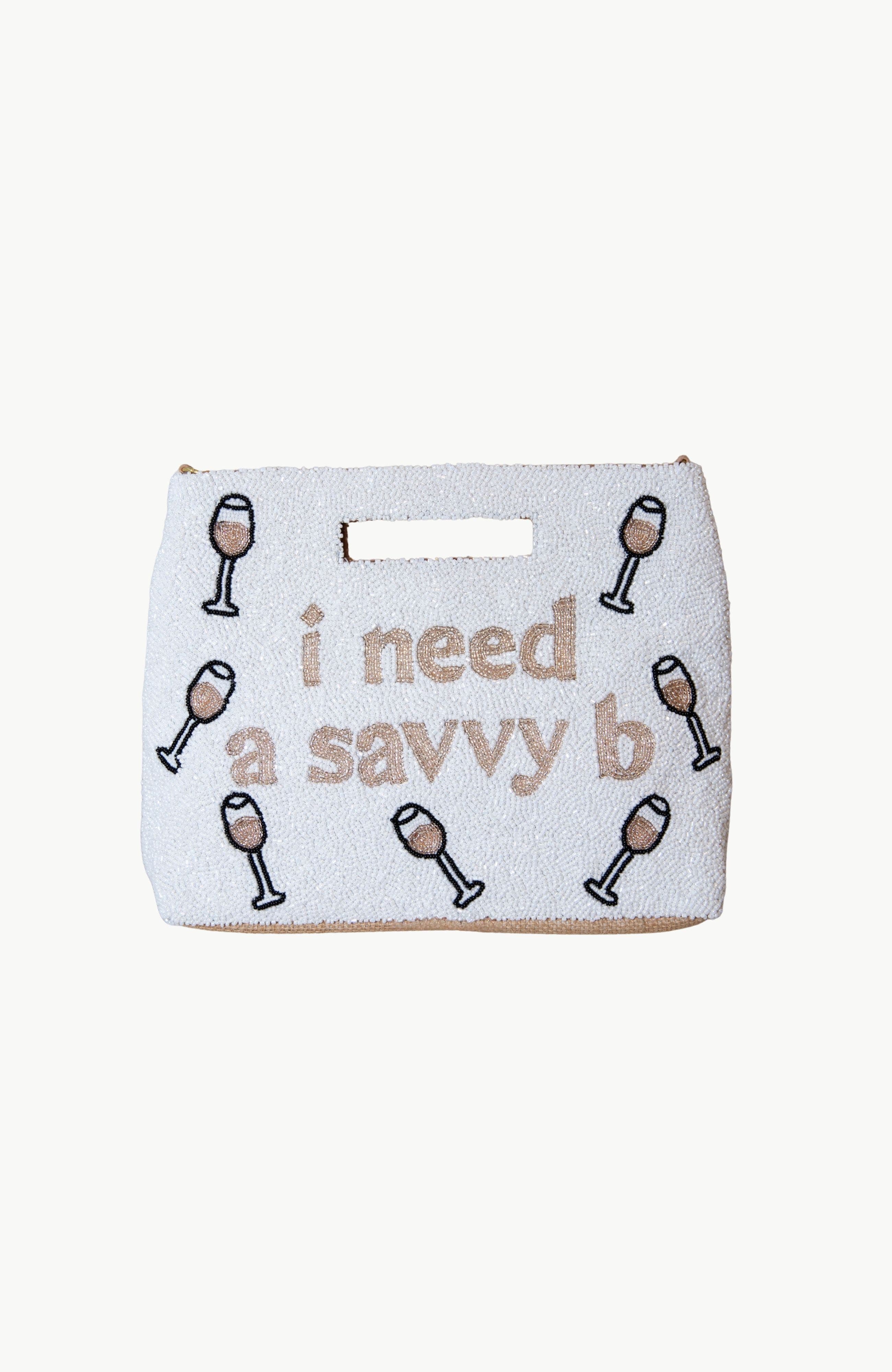 Island to East Side I Need a Savvy B Handle Pouch, Main, color, White