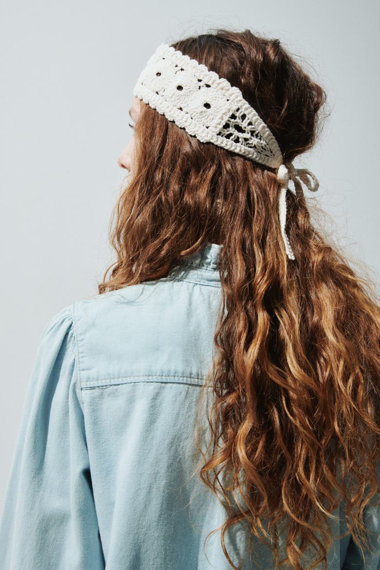 Frill-trimmed Denim Blouse, Alternate, color, Pale denim blue