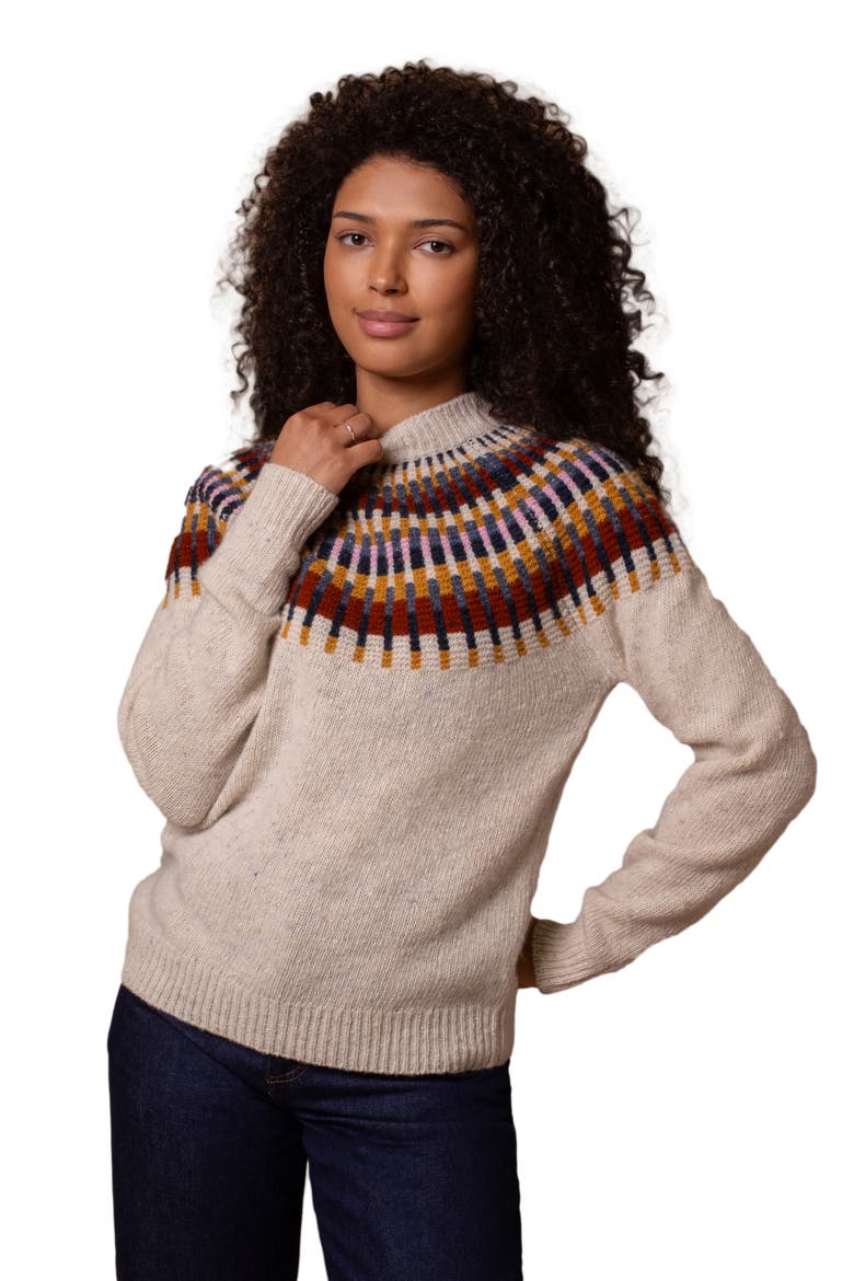 Stitch Yoke High Neck Sweater, Main, color, Oatmeal