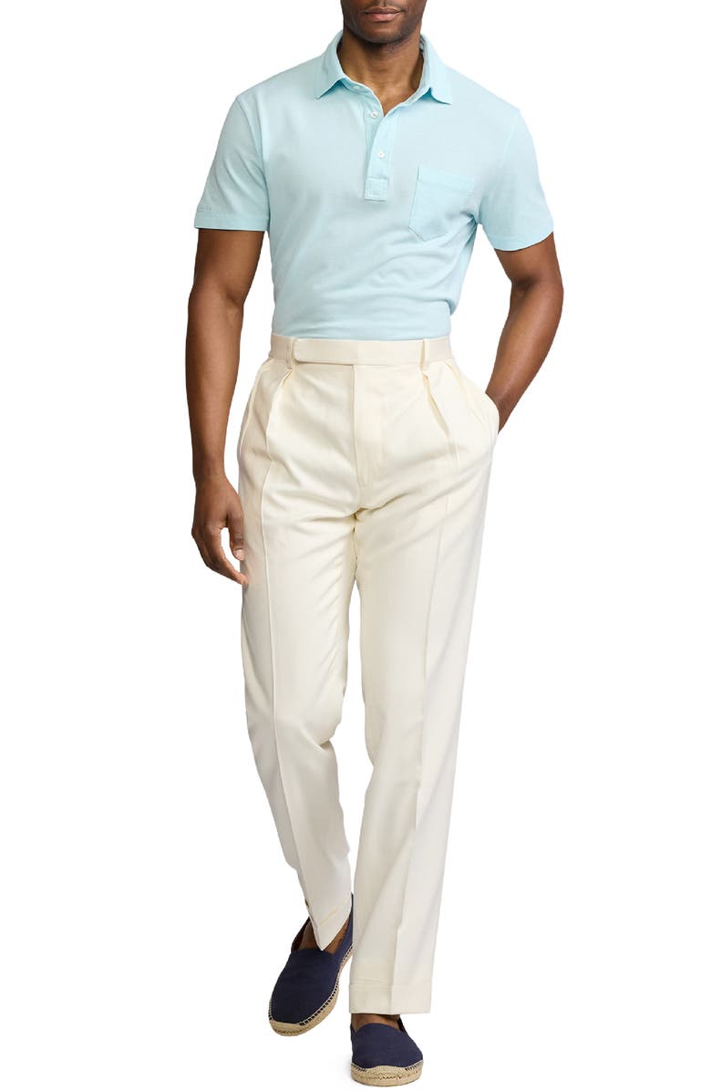 Ralph Lauren Purple Label Washed Cotton Piqué Pocket Polo, Alternate, color, Corydalis Blue