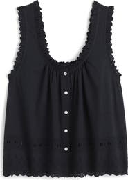 Madewell Embroidered Ruffle Trim Sleeveless Top